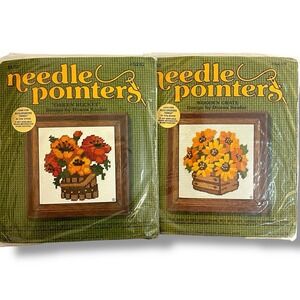 Vintage Sunset Designs Needle Pointers #5247 Oaken Bucket &  #5248 Wooden Crate